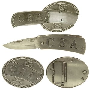 CSA Confederate States of America Hidden pocket knife Belt Buckle